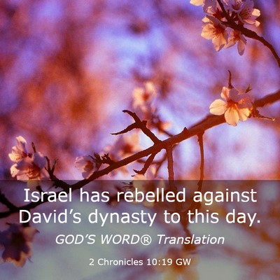 Picture 03 - 2 Chronicles 10:19 GW - Israel has rebelled against David’s dynasty to - Bible Verse Picture
