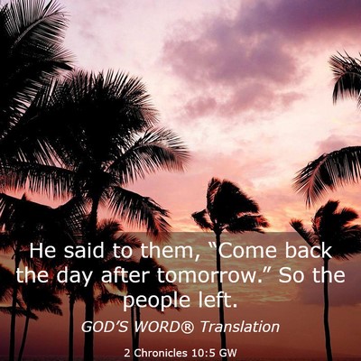 Picture 03 - 2 Chronicles 10:5 GW - He said to them, “Come back the day after - Bible Verse Picture