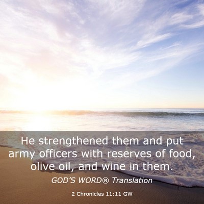Picture 03 - 2 Chronicles 11:11 GW - He strengthened them and put army officers with - Bible Verse Picture