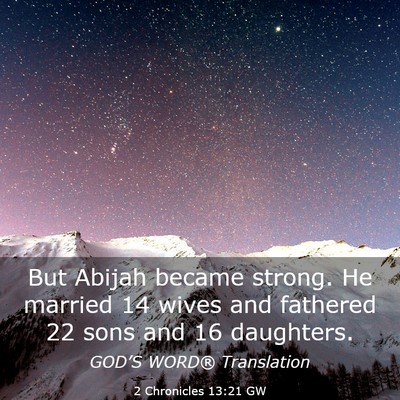 Picture 03 - 2 Chronicles 13:21 GW - But Abijah became strong. He married 14 wives and - Bible Verse Picture