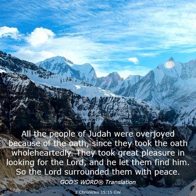 Picture 03 - 2 Chronicles 15:15 GW - All the people of Judah were overjoyed because of - Bible Verse Picture