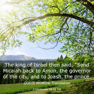 Picture 03 - 2 Chronicles 18:25 GW - The king of Israel then said, “Send Micaiah - Bible Verse Picture