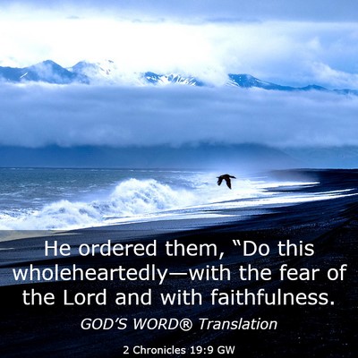 Picture 03 - 2 Chronicles 19:9 GW - He ordered them, “Do this wholeheartedly—with - Bible Verse Picture
