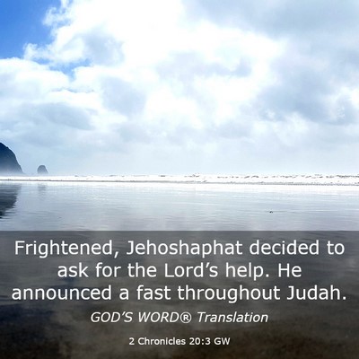 Picture 03 - 2 Chronicles 20:3 GW - Frightened, Jehoshaphat decided to ask for the - Bible Verse Picture