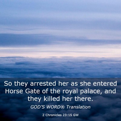 Picture 03 - 2 Chronicles 23:15 GW - So they arrested her as she entered Horse Gate of - Bible Verse Picture