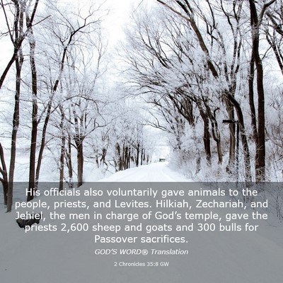 Picture 03 - 2 Chronicles 35:8 GW - His officials also voluntarily gave animals to - Bible Verse Picture