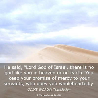 Picture 03 - 2 Chronicles 6:14 GW - He said, “Lord God of Israel, there is no god - Bible Verse Picture