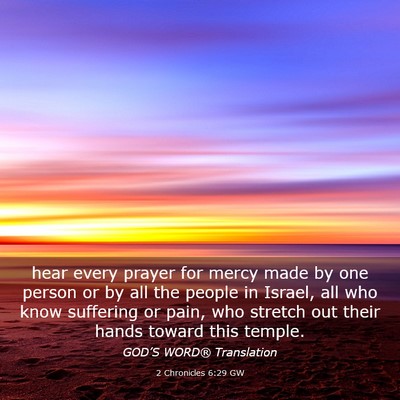 Picture 03 - 2 Chronicles 6:29 GW - hear every prayer for mercy made by one person or - Bible Verse Picture