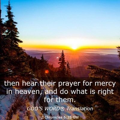 Picture 03 - 2 Chronicles 6:35 GW - then hear their prayer for mercy in heaven, and - Bible Verse Picture