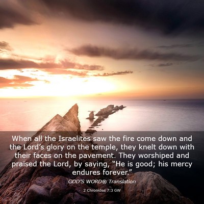 Picture 03 - 2 Chronicles 7:3 GW - When all the Israelites saw the fire come down - Bible Verse Picture