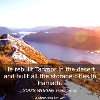 Picture 03 - 2 Chronicles 8:4 GW - He rebuilt Tadmor in the desert and built all the - Bible Verse Picture