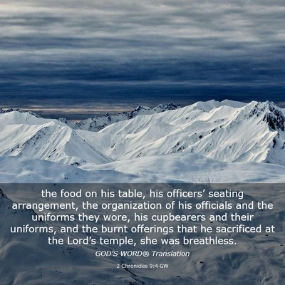 Picture 03 - 2 Chronicles 9:4 GW - the food on his table, his officers’ seating - Bible Verse Picture