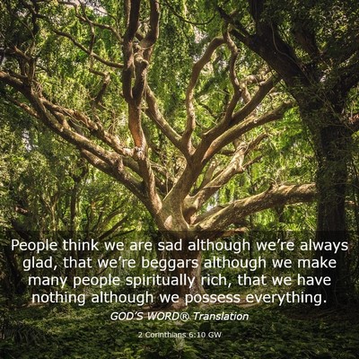 Picture 03 - 2 Corinthians 6:10 GW - People think we are sad although we’re always - Bible Verse Picture