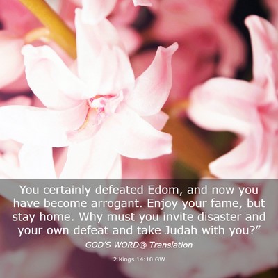Picture 03 - 2 Kings 14:10 GW - You certainly defeated Edom, and now you have - Bible Verse Picture