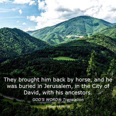 Picture 03 - 2 Kings 14:20 GW - They brought him back by horse, and he was buried - Bible Verse Picture