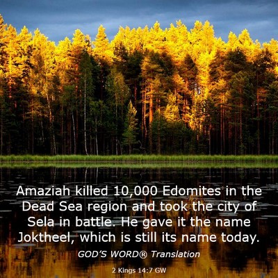 Picture 03 - 2 Kings 14:7 GW - Amaziah killed 10,000 Edomites in the Dead Sea - Bible Verse Picture