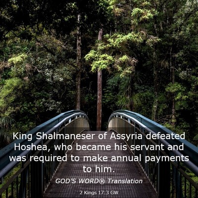 Picture 03 - 2 Kings 17:3 GW - King Shalmaneser of Assyria defeated Hoshea, who - Bible Verse Picture