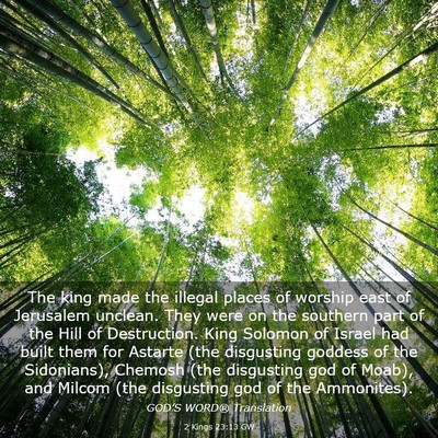 Picture 03 - 2 Kings 23:13 GW - The king made the illegal places of worship east - Bible Verse Picture