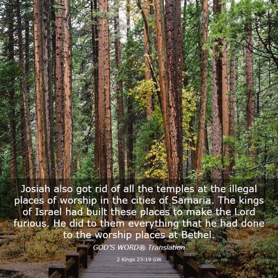 Picture 03 - 2 Kings 23:19 GW - Josiah also got rid of all the temples at the - Bible Verse Picture