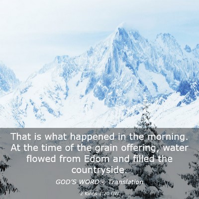 Picture 03 - 2 Kings 3:20 GW - That is what happened in the morning. At the time - Bible Verse Picture