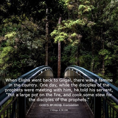 Picture 03 - 2 Kings 4:38 GW - When Elisha went back to Gilgal, there was a - Bible Verse Picture