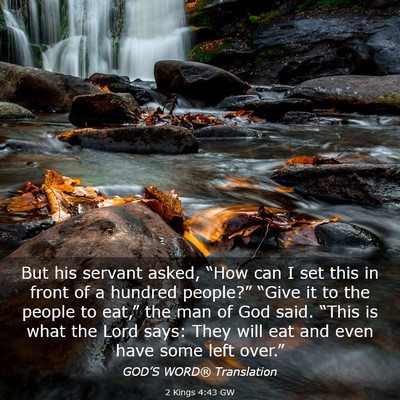Picture 03 - 2 Kings 4:43 GW - But his servant asked, “How can I set this in - Bible Verse Picture