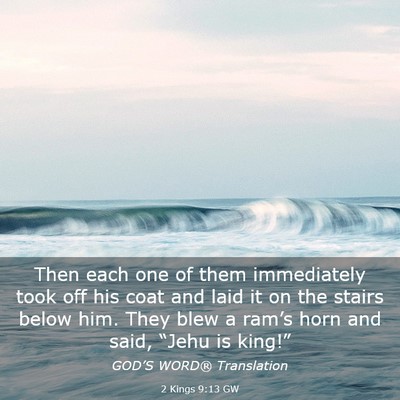 Picture 03 - 2 Kings 9:13 GW - Then each one of them immediately took off his - Bible Verse Picture