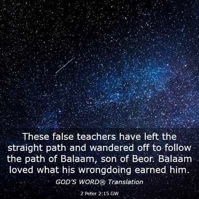 Picture 03 - 2 Peter 2:15 GW - These false teachers have left the straight path - Bible Verse Picture