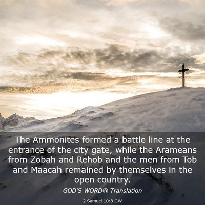 Picture 03 - 2 Samuel 10:8 GW - The Ammonites formed a battle line at the - Bible Verse Picture