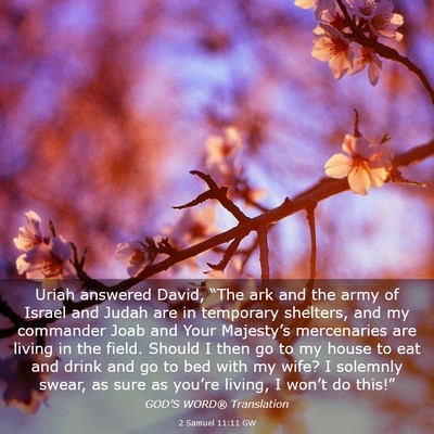 Picture 03 - 2 Samuel 11:11 GW - Uriah answered David, “The ark and the army of - Bible Verse Picture