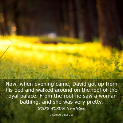 Picture 03 - 2 Samuel 11:2 GW - Now, when evening came, David got up from his bed - Bible Verse Picture