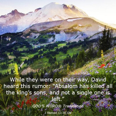 Picture 03 - 2 Samuel 13:30 GW - While they were on their way, David heard this - Bible Verse Picture