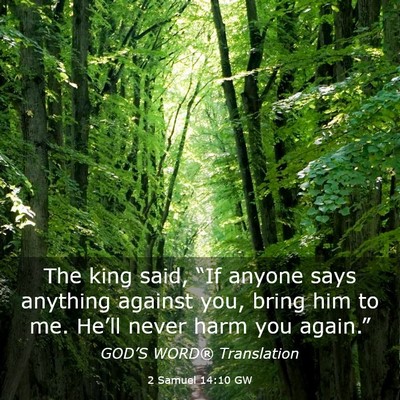 Picture 03 - 2 Samuel 14:10 GW - The king said, “If anyone says anything against - Bible Verse Picture