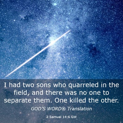 Picture 03 - 2 Samuel 14:6 GW - I had two sons who quarreled in the field, and - Bible Verse Picture