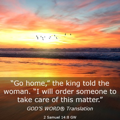 Picture 03 - 2 Samuel 14:8 GW - “Go home,” the king told the woman. “I will - Bible Verse Picture