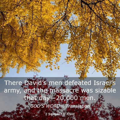 Picture 03 - 2 Samuel 18:7 GW - There David’s men defeated Israel’s army, and - Bible Verse Picture
