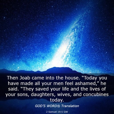 Picture 03 - 2 Samuel 19:5 GW - Then Joab came into the house. “Today you have - Bible Verse Picture