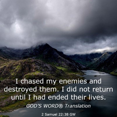Picture 03 - 2 Samuel 22:38 GW - I chased my enemies and destroyed them. I did not - Bible Verse Picture