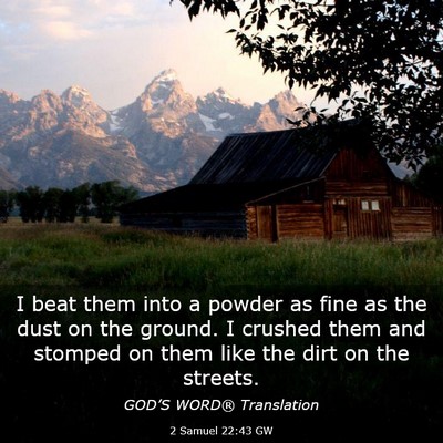 Picture 03 - 2 Samuel 22:43 GW - I beat them into a powder as fine as the dust on - Bible Verse Picture
