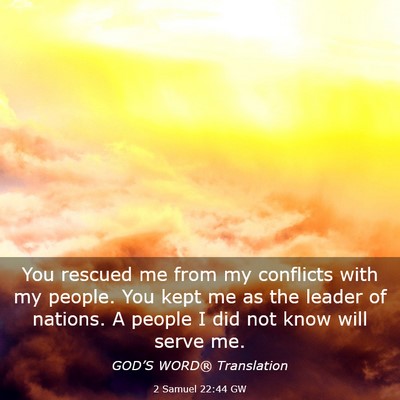 Picture 03 - 2 Samuel 22:44 GW - You rescued me from my conflicts with my people. - Bible Verse Picture
