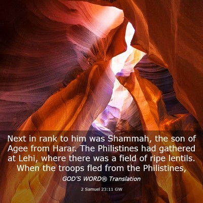Picture 03 - 2 Samuel 23:11 GW - Next in rank to him was Shammah, the son of Agee - Bible Verse Picture