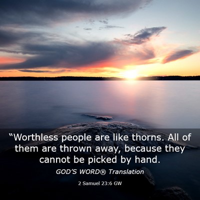 Picture 03 - 2 Samuel 23:6 GW - “Worthless people are like thorns. All of them - Bible Verse Picture