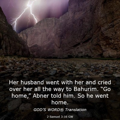Picture 03 - 2 Samuel 3:16 GW - Her husband went with her and cried over her all - Bible Verse Picture