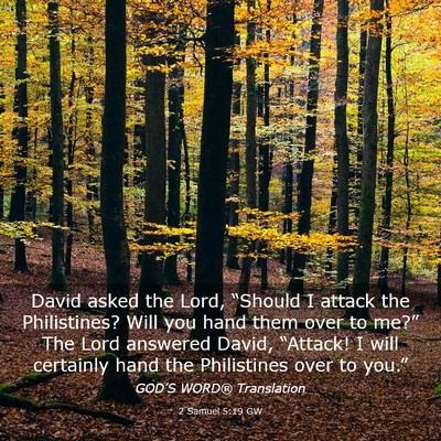 Picture 03 - 2 Samuel 5:19 GW - David asked the Lord, “Should I attack the - Bible Verse Picture
