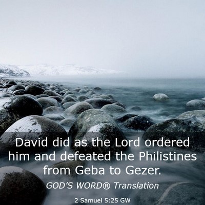 Picture 03 - 2 Samuel 5:25 GW - David did as the Lord ordered him and defeated - Bible Verse Picture