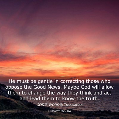 Picture 03 - 2 Timothy 2:25 GW - He must be gentle in correcting those who oppose - Bible Verse Picture