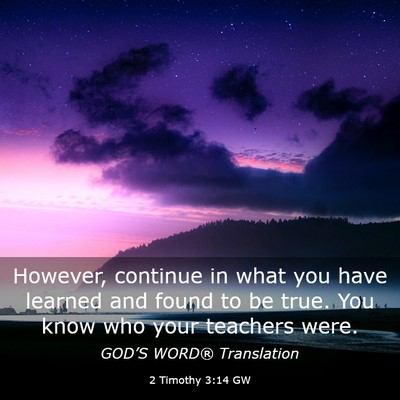 Picture 03 - 2 Timothy 3:14 GW - However, continue in what you have learned and - Bible Verse Picture