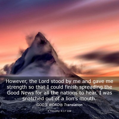 Picture 03 - 2 Timothy 4:17 GW - However, the Lord stood by me and gave me - Bible Verse Picture