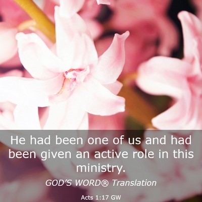 Picture 03 - Acts 1:17 GW - He had been one of us and had been given an - Bible Verse Picture