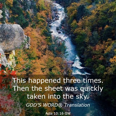 Picture 03 - Acts 10:16 GW - This happened three times. Then the sheet was - Bible Verse Picture